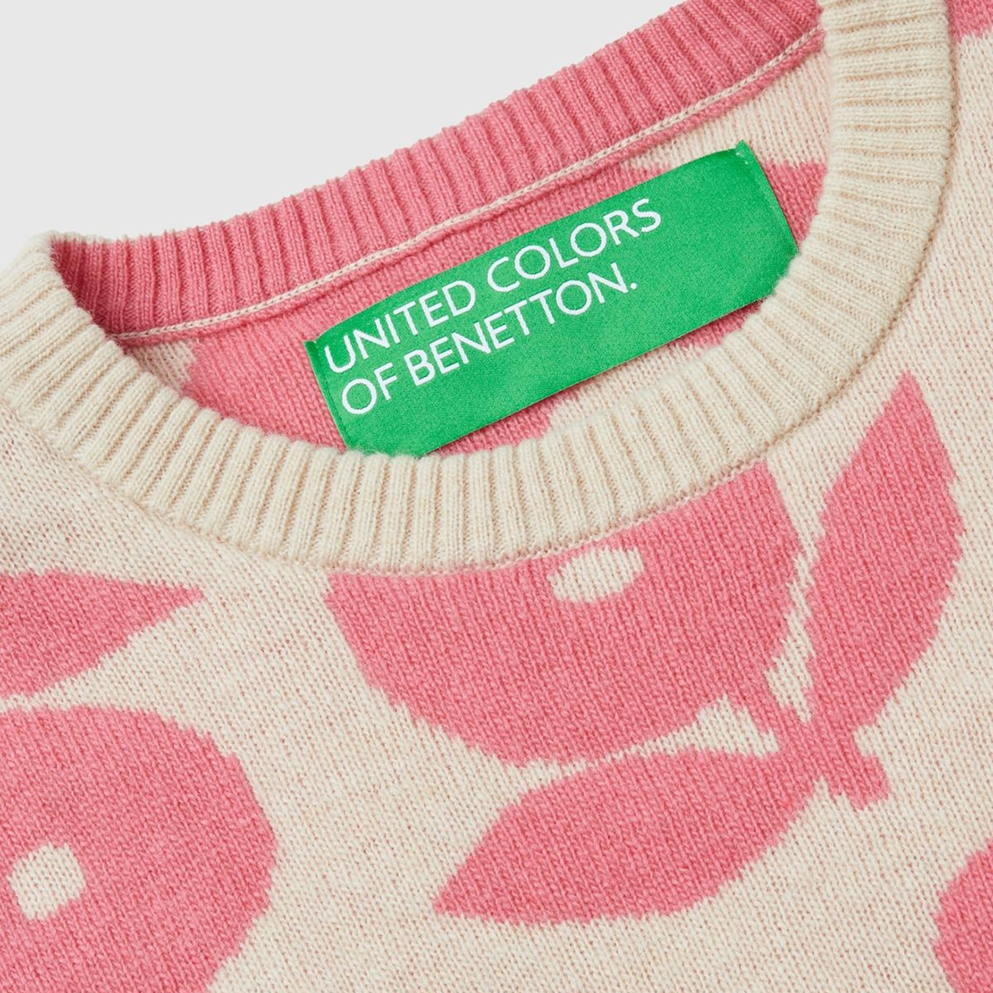 Kadın Bej Yün Karışımlı Çiçek Desenli Kazak