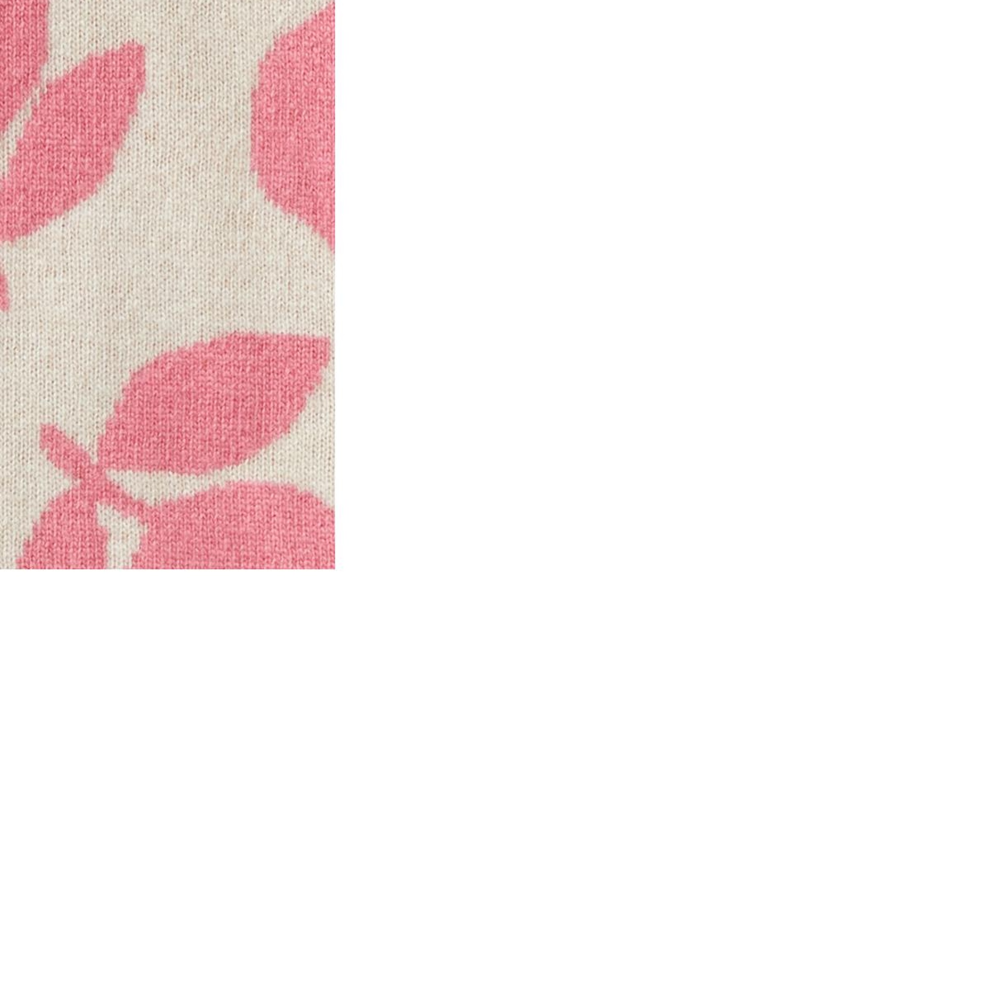 Kadın Bej Yün Karışımlı Çiçek Desenli Kazak