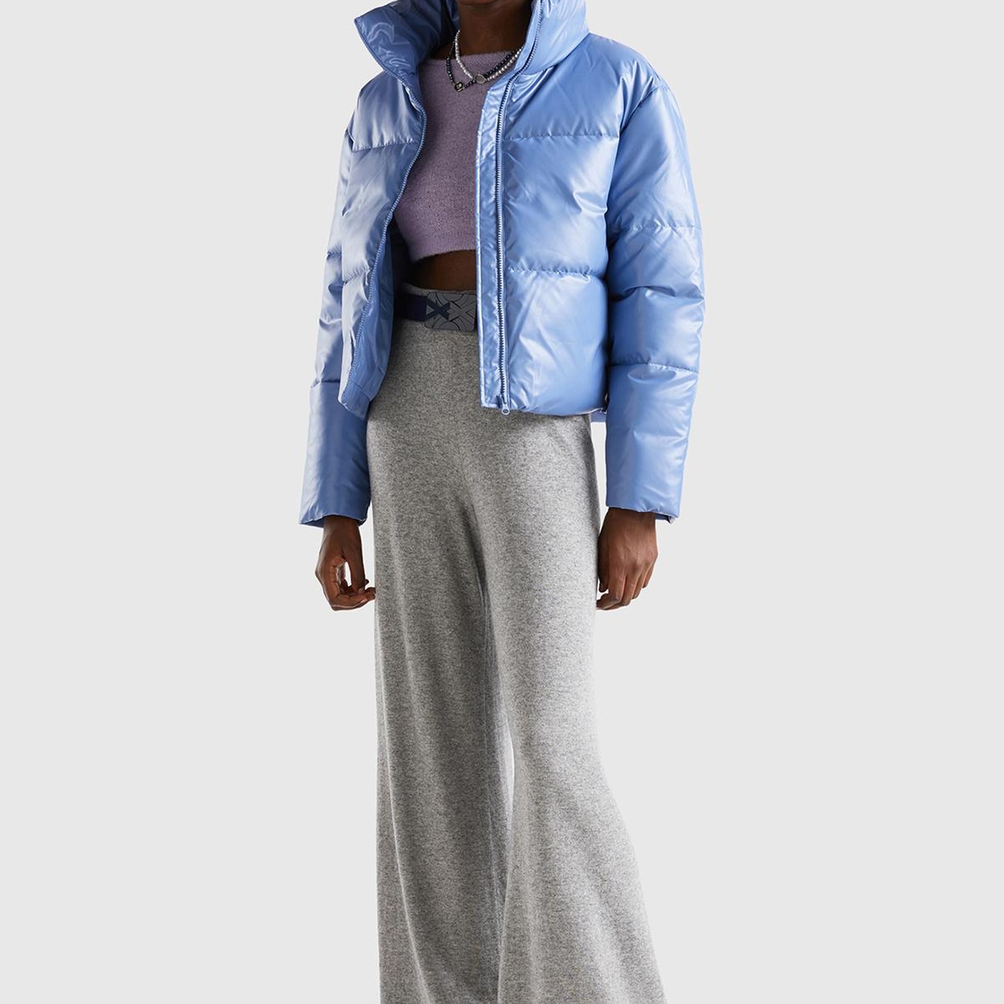 Kadın Havacı Mavi Pufa Mont