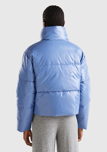  Kadın Havacı Mavi Pufa Mont