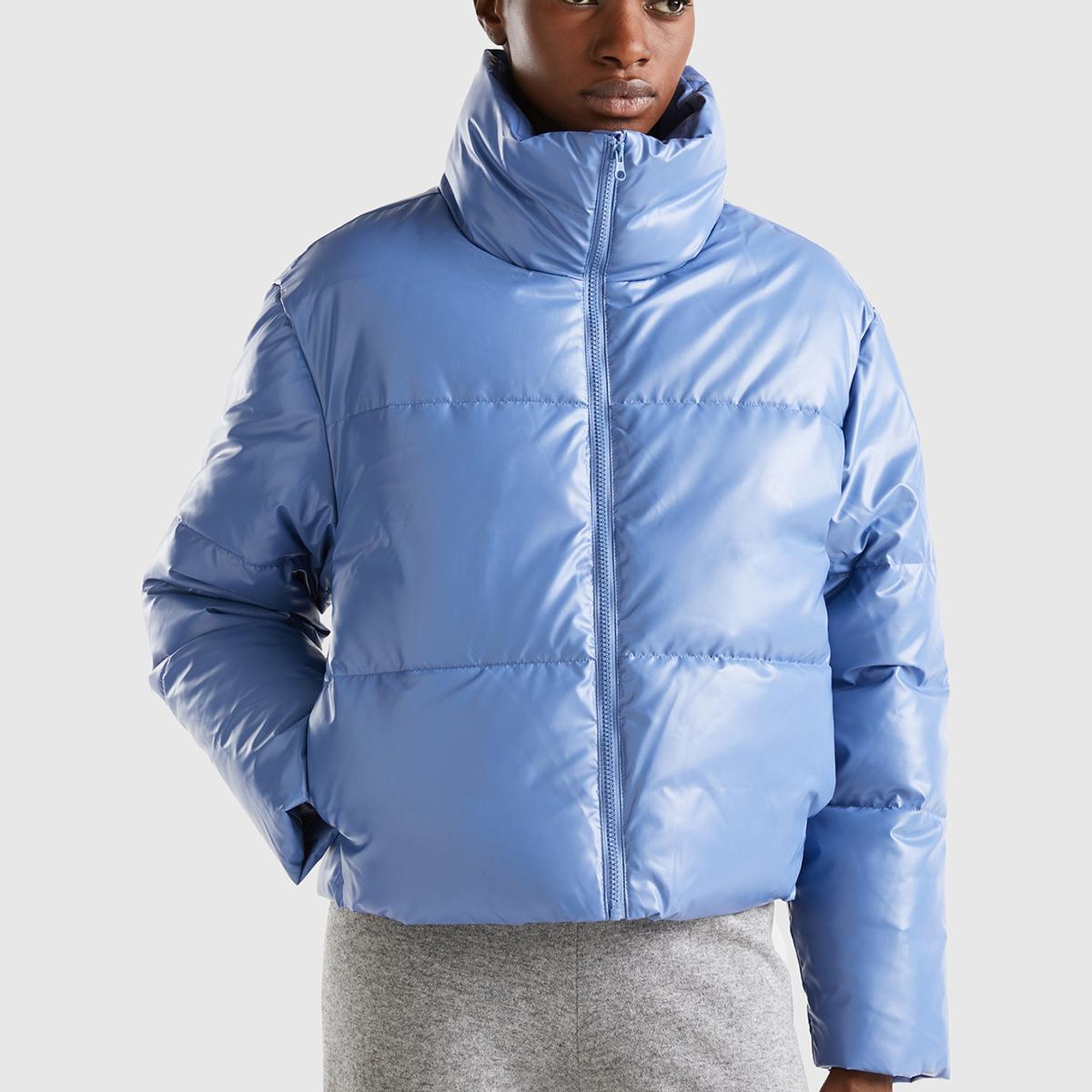 Kadın Havacı Mavi Pufa Mont