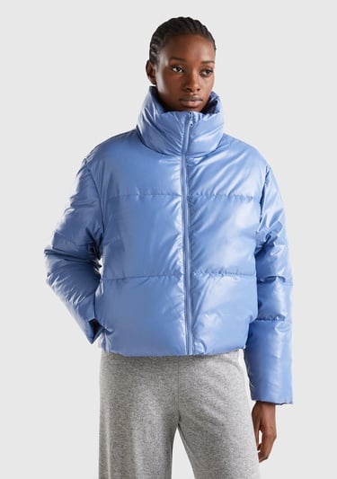 Kadın Havacı Mavi Pufa Mont