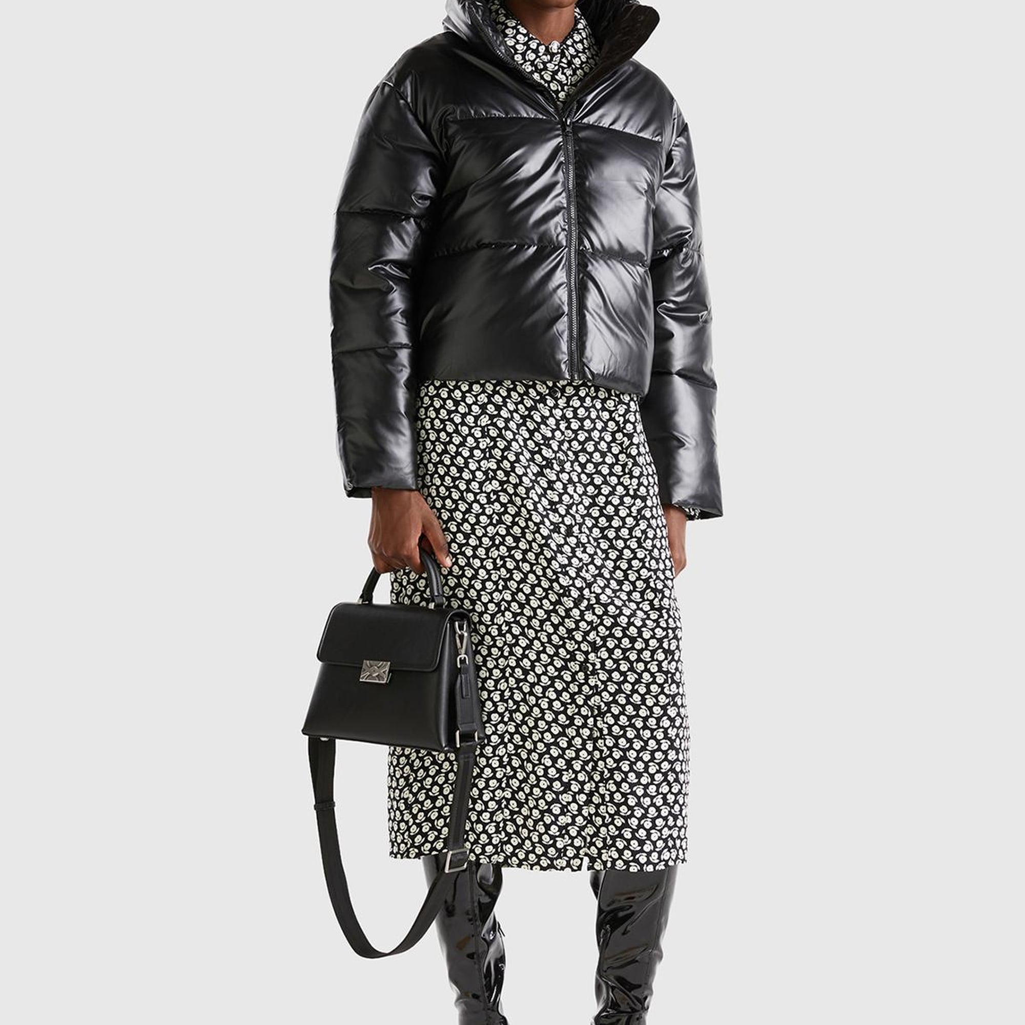 Kadın Siyah Pufa Mont