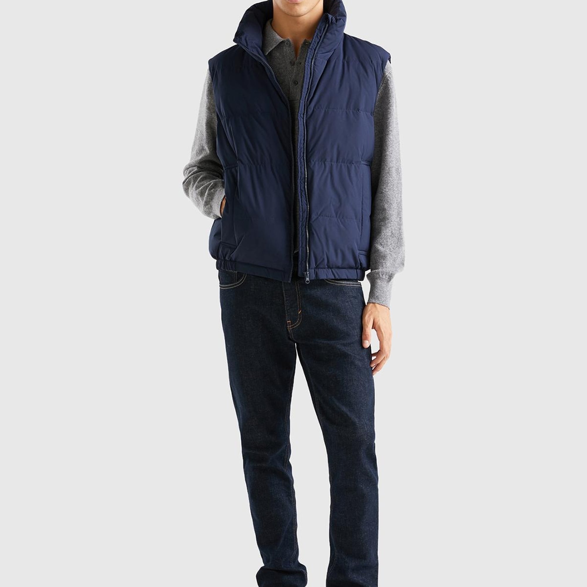 Erkek Lacivert Kaz Tüyü Dolgulu Yelek