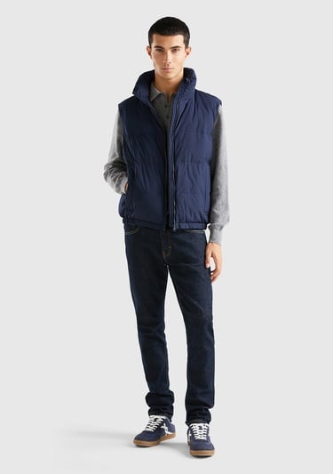  Erkek Lacivert Kaz Tüyü Dolgulu Yelek