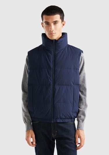  Erkek Lacivert Kaz Tüyü Dolgulu Yelek