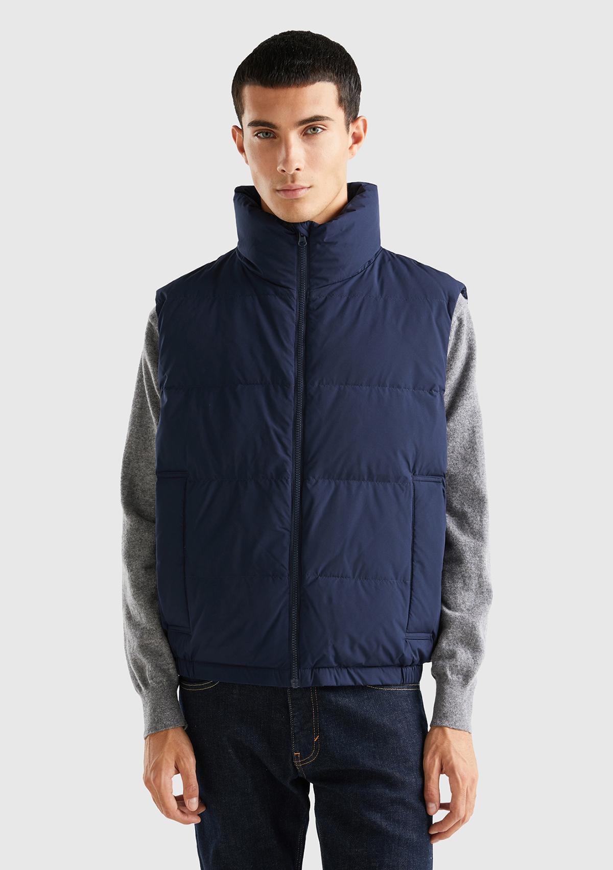  Erkek Lacivert Kaz Tüyü Dolgulu Yelek