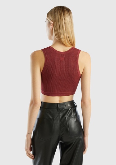  Kadın Bordo Logolu Simli Bra