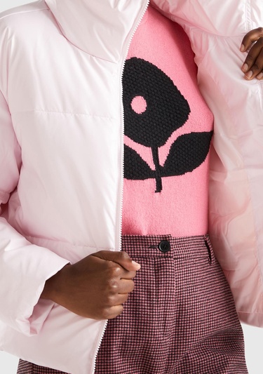  Kadın Toz Pembe Pufa Mont