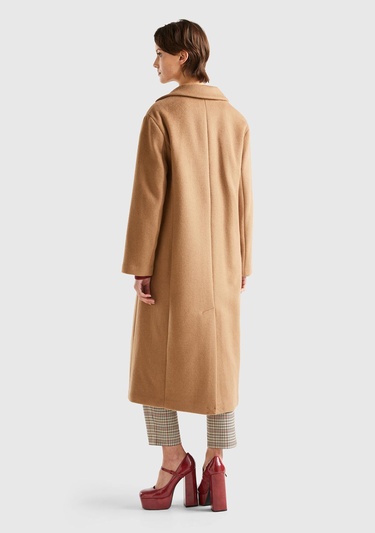  Kadın Kahverengi 2 Düğmeli Palto