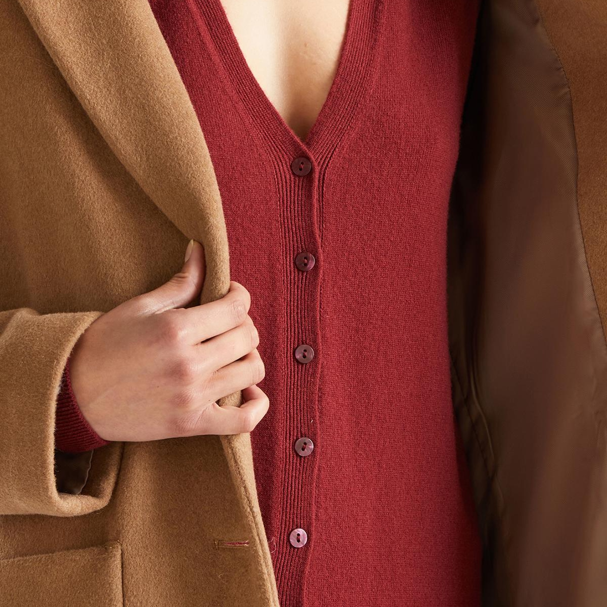 Kadın Kahverengi 2 Düğmeli Palto