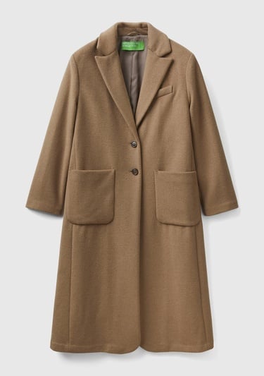  Kadın Kahverengi 2 Düğmeli Palto