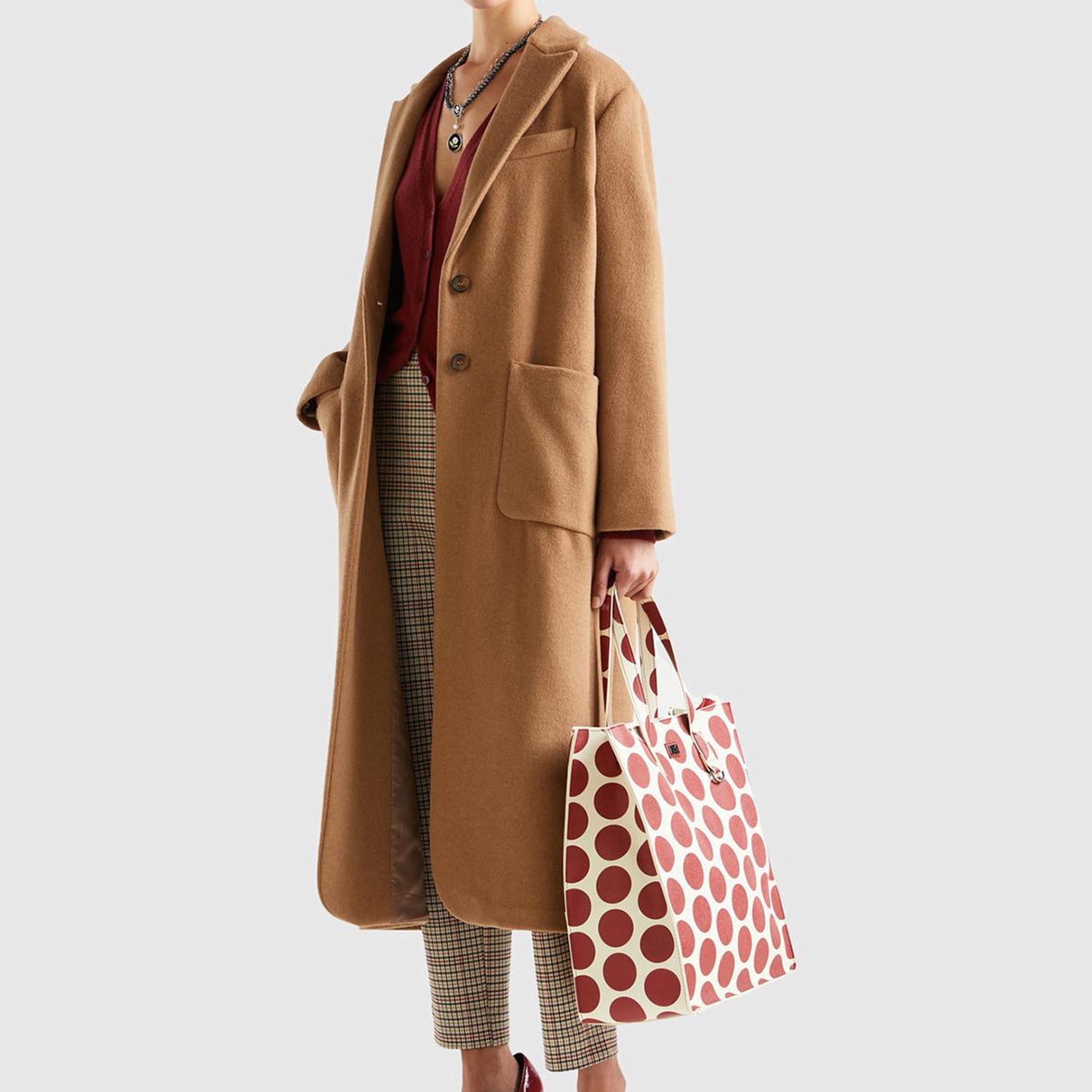 Kadın Kahverengi 2 Düğmeli Palto