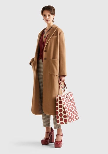  Kadın Kahverengi 2 Düğmeli Palto