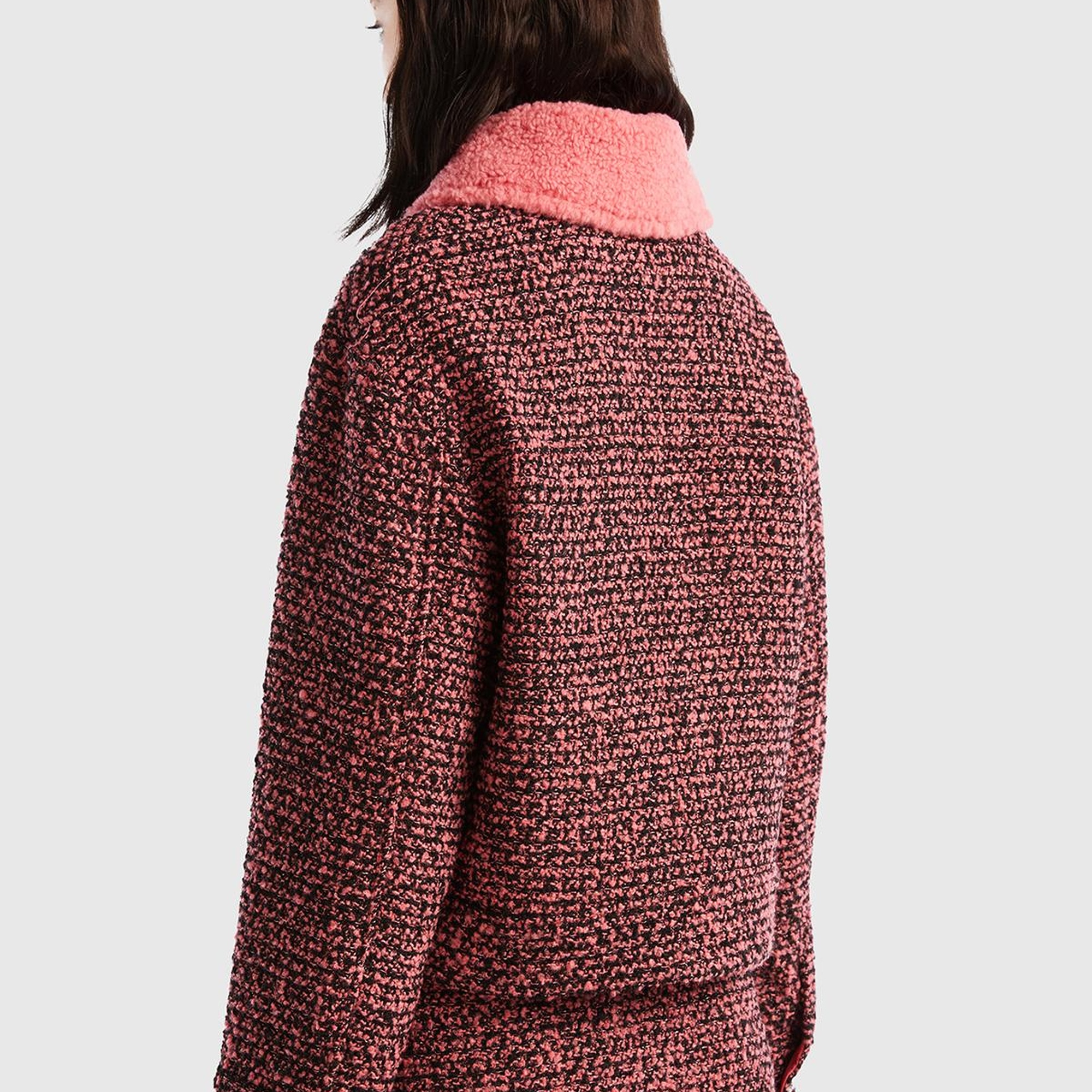 Kadın Pembe Yakası Çıkarılabilir Ceket