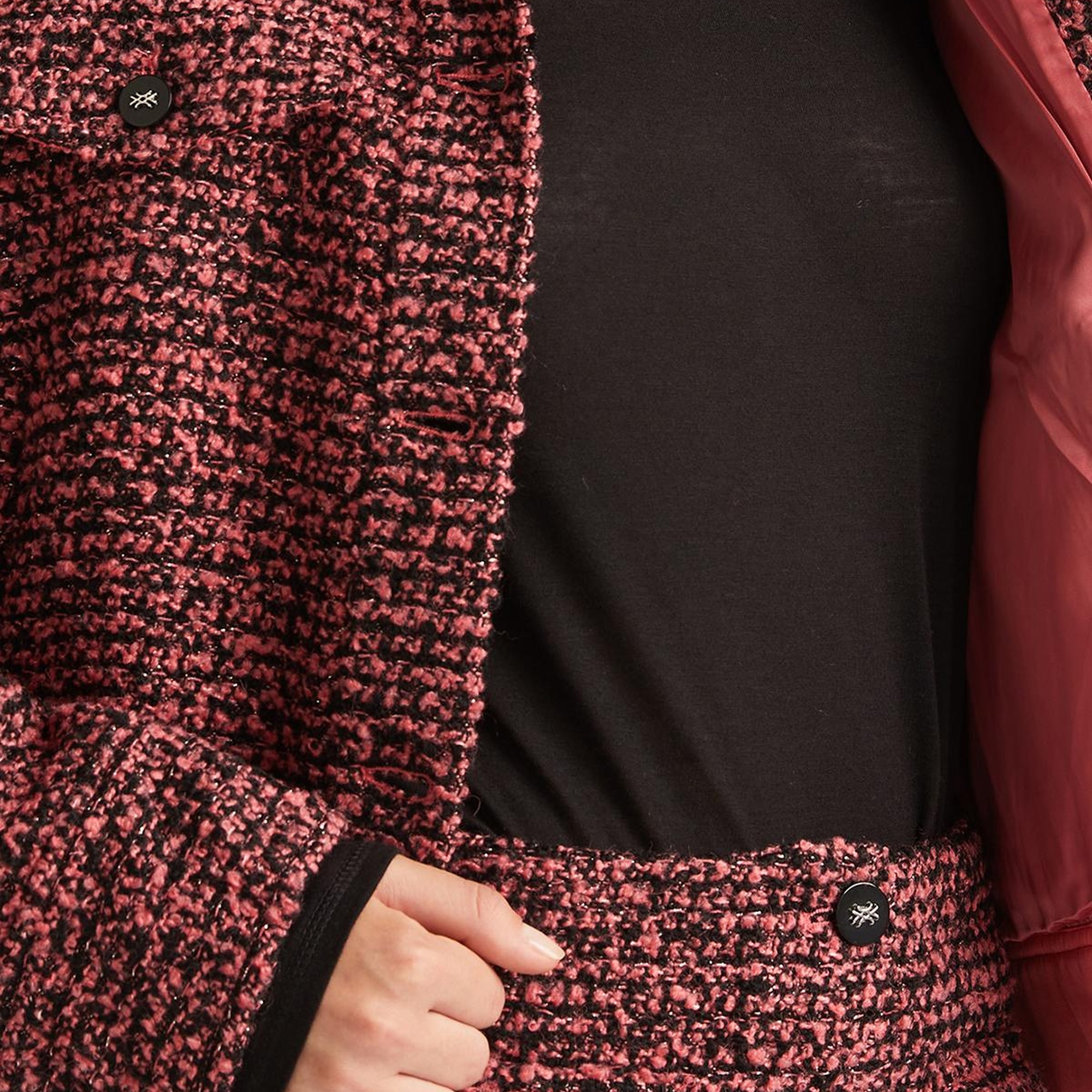 Kadın Pembe Yakası Çıkarılabilir Ceket