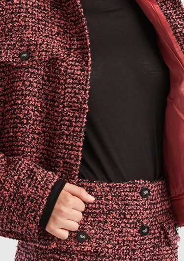  Kadın Pembe Yakası Çıkarılabilir Ceket