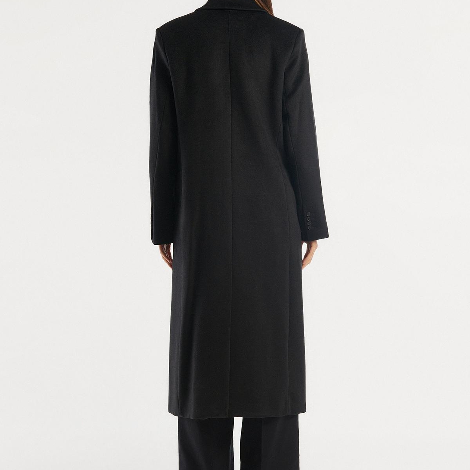 Kadın Siyah Kruvaze Palto