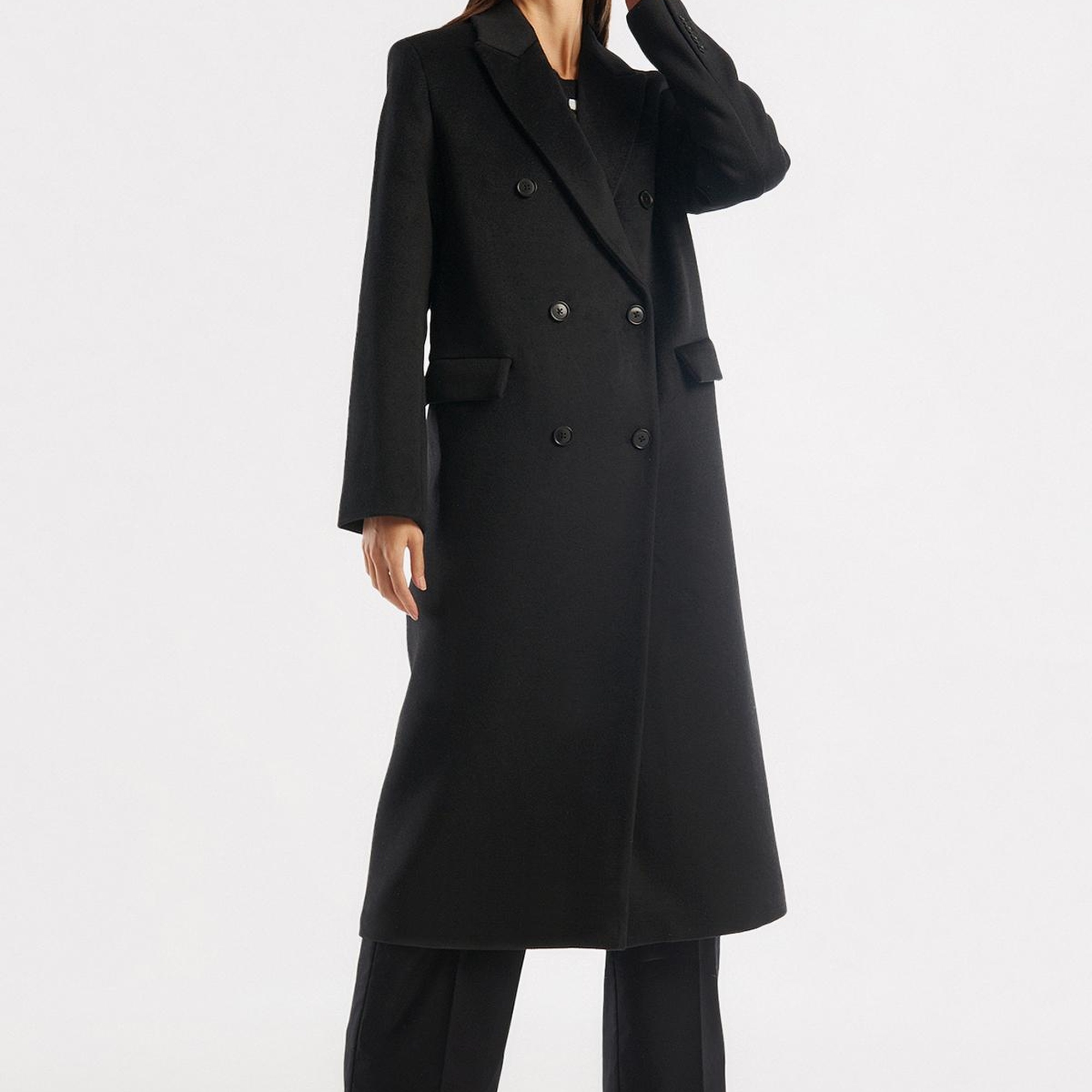 Kadın Siyah Kruvaze Palto