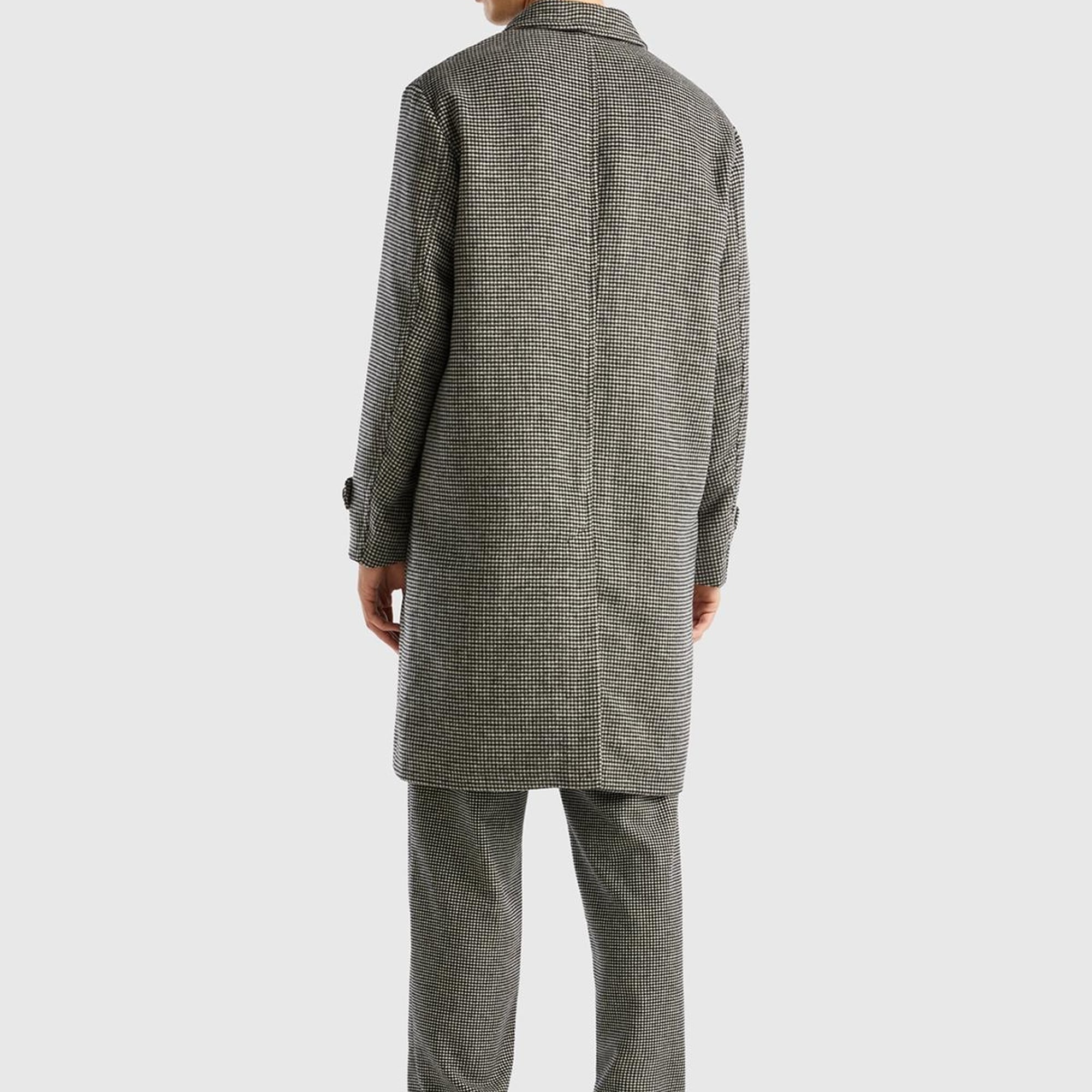 Erkek Bej Yün Karişimli Ekoseli Palto