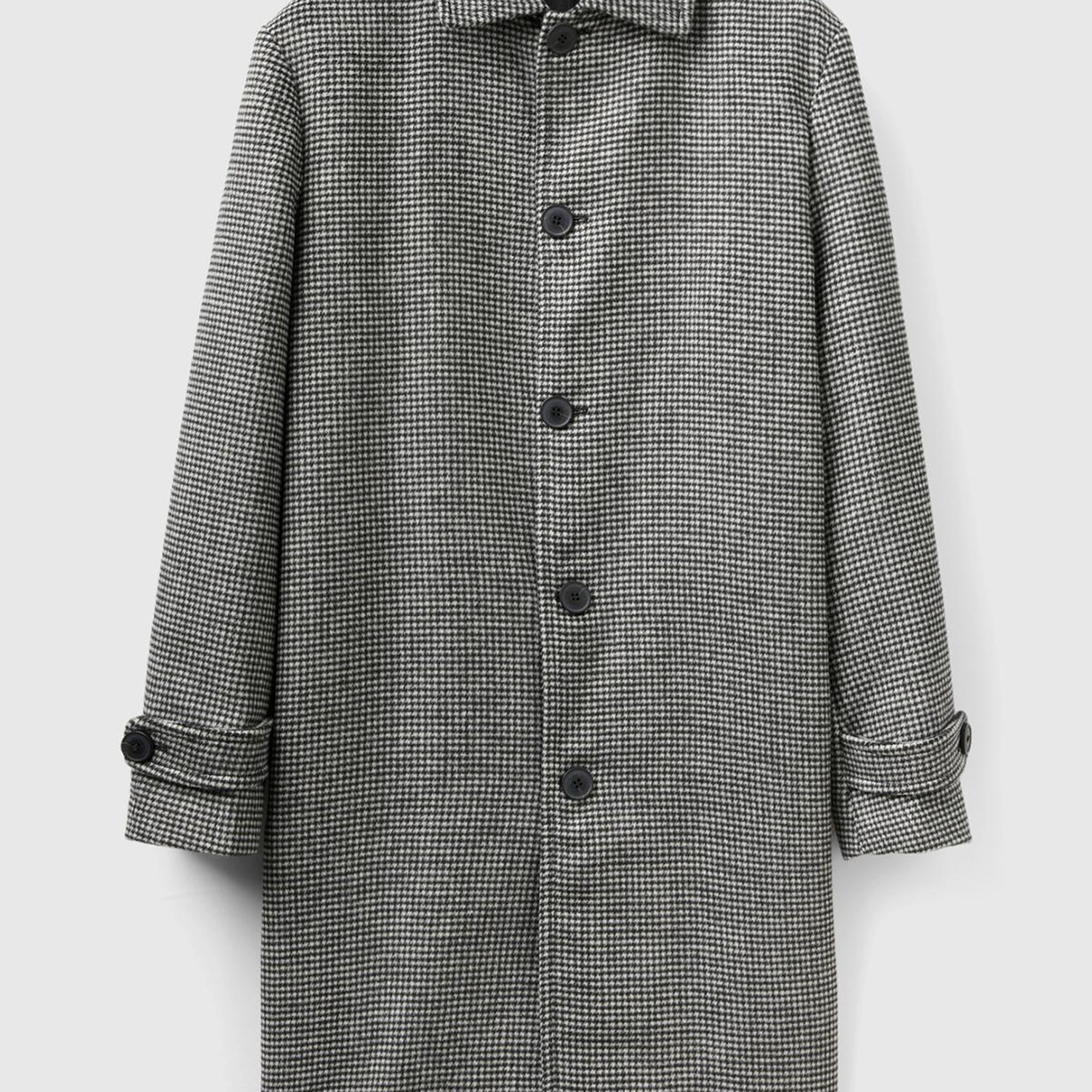 Erkek Bej Yün Karişimli Ekoseli Palto