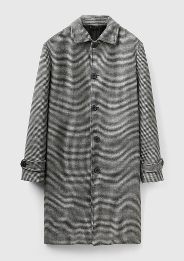  Erkek Bej Yün Karişimli Ekoseli Palto