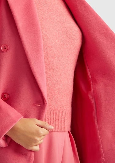  Kadın Gül Kurusu Kruvaze Palto