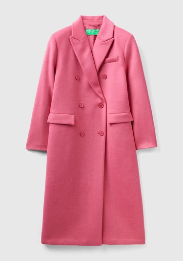  Kadın Gül Kurusu Kruvaze Palto