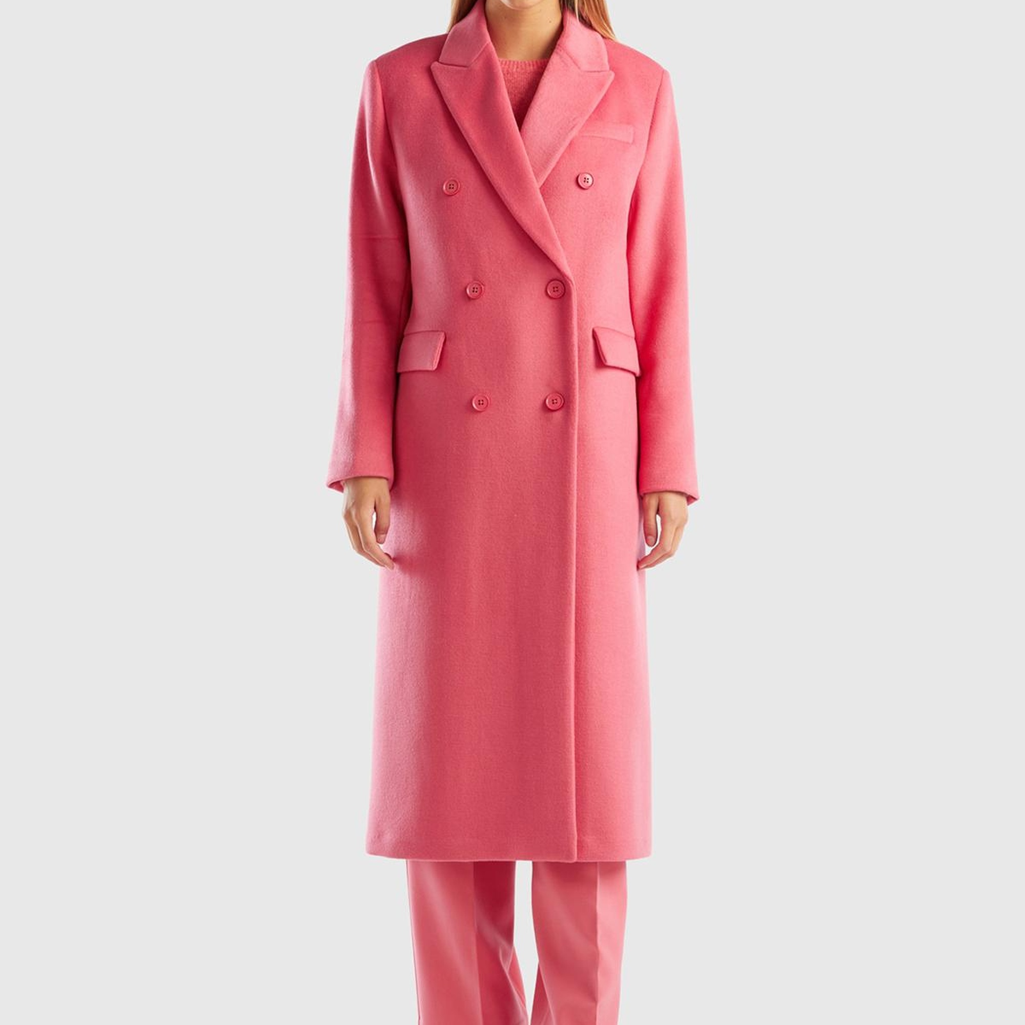 Kadın Gül Kurusu Kruvaze Palto