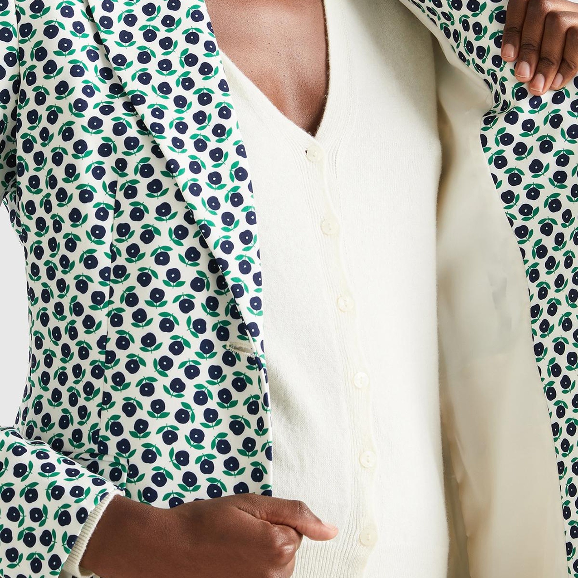 Kadın Yeşil Mix Çiçek Desenli Ceket