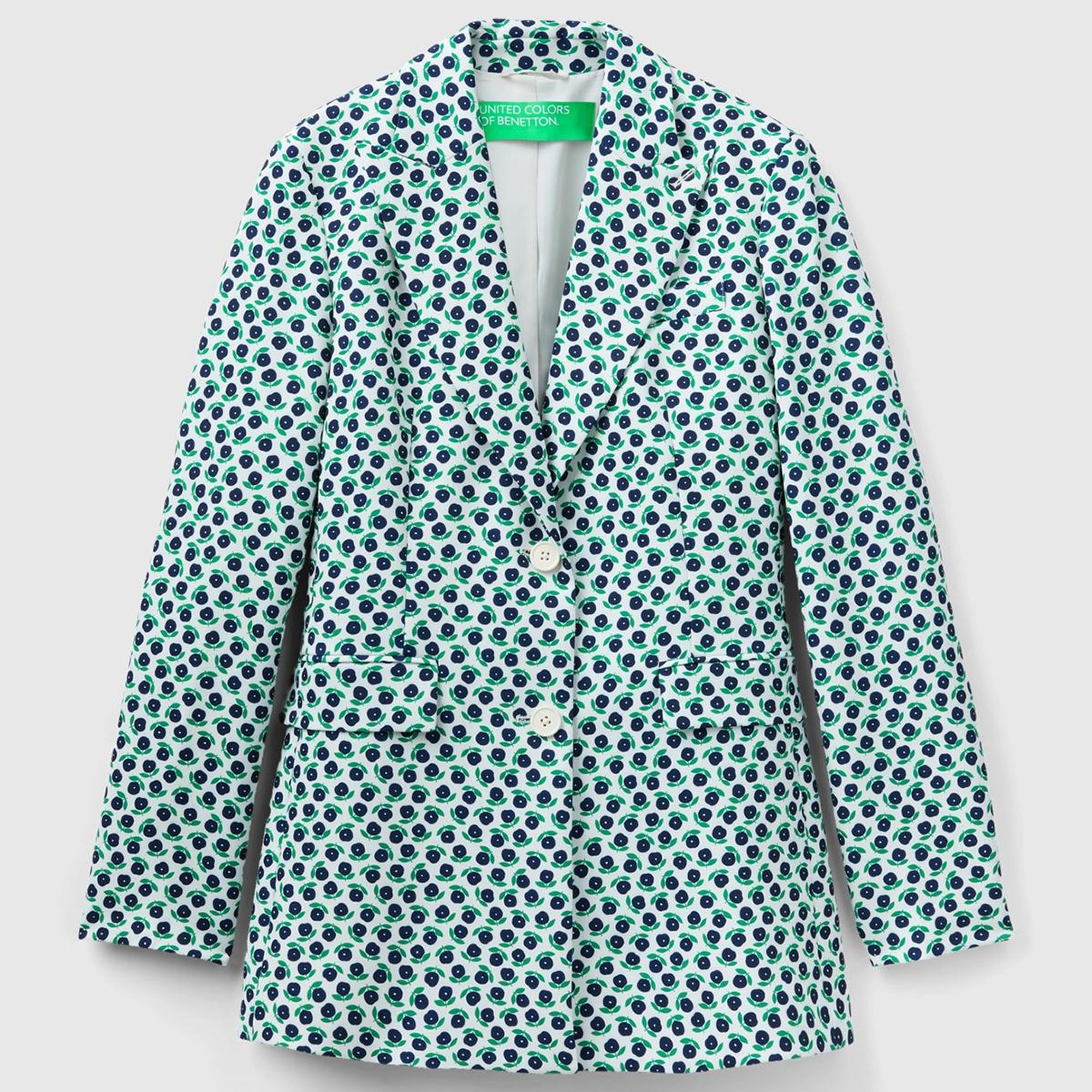 Kadın Yeşil Mix Çiçek Desenli Ceket