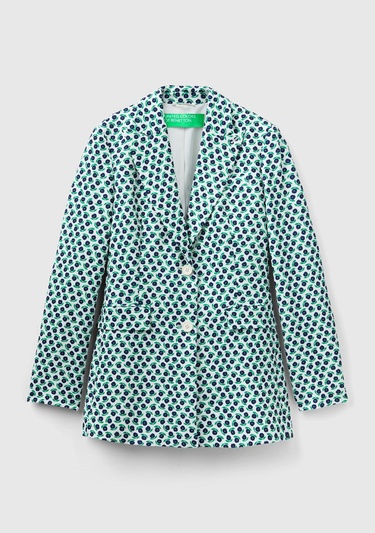  Kadın Yeşil Mix Çiçek Desenli Ceket