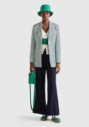  Kadın Yeşil Mix Çiçek Desenli Ceket