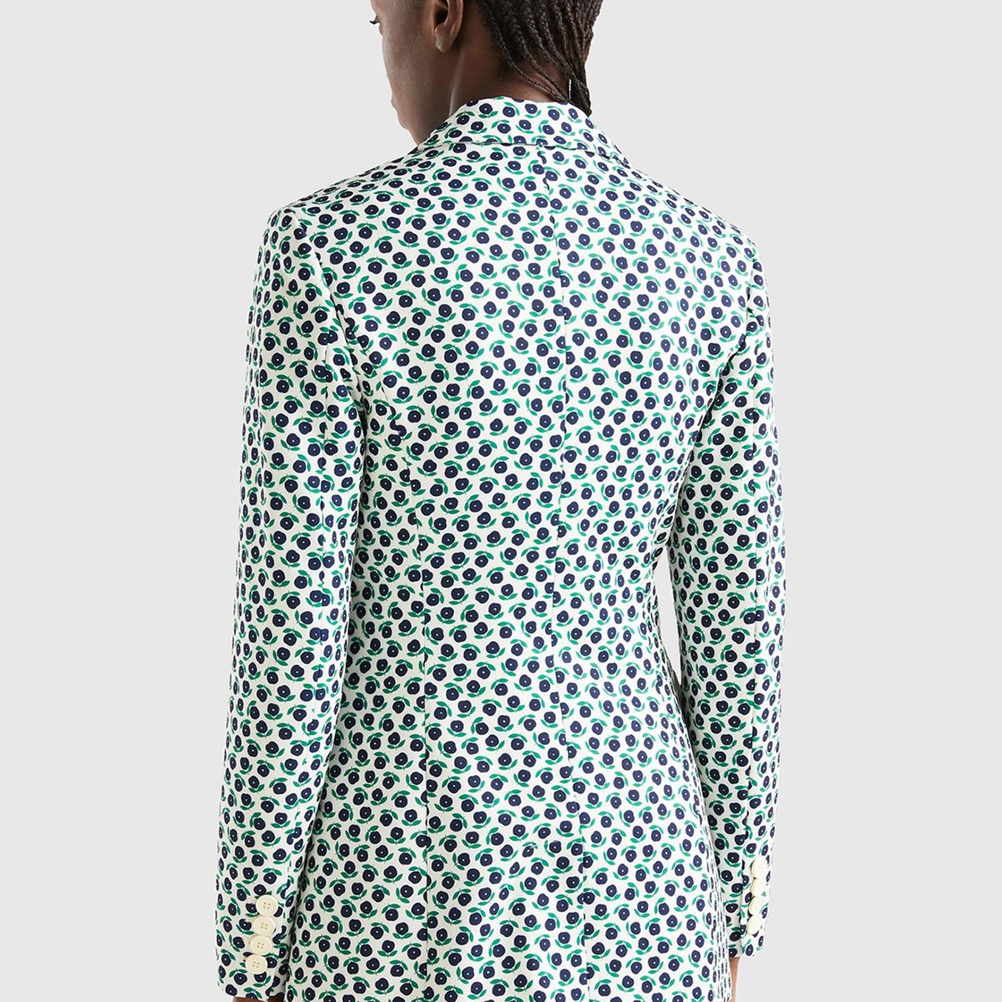 Kadın Yeşil Mix Çiçek Desenli Ceket