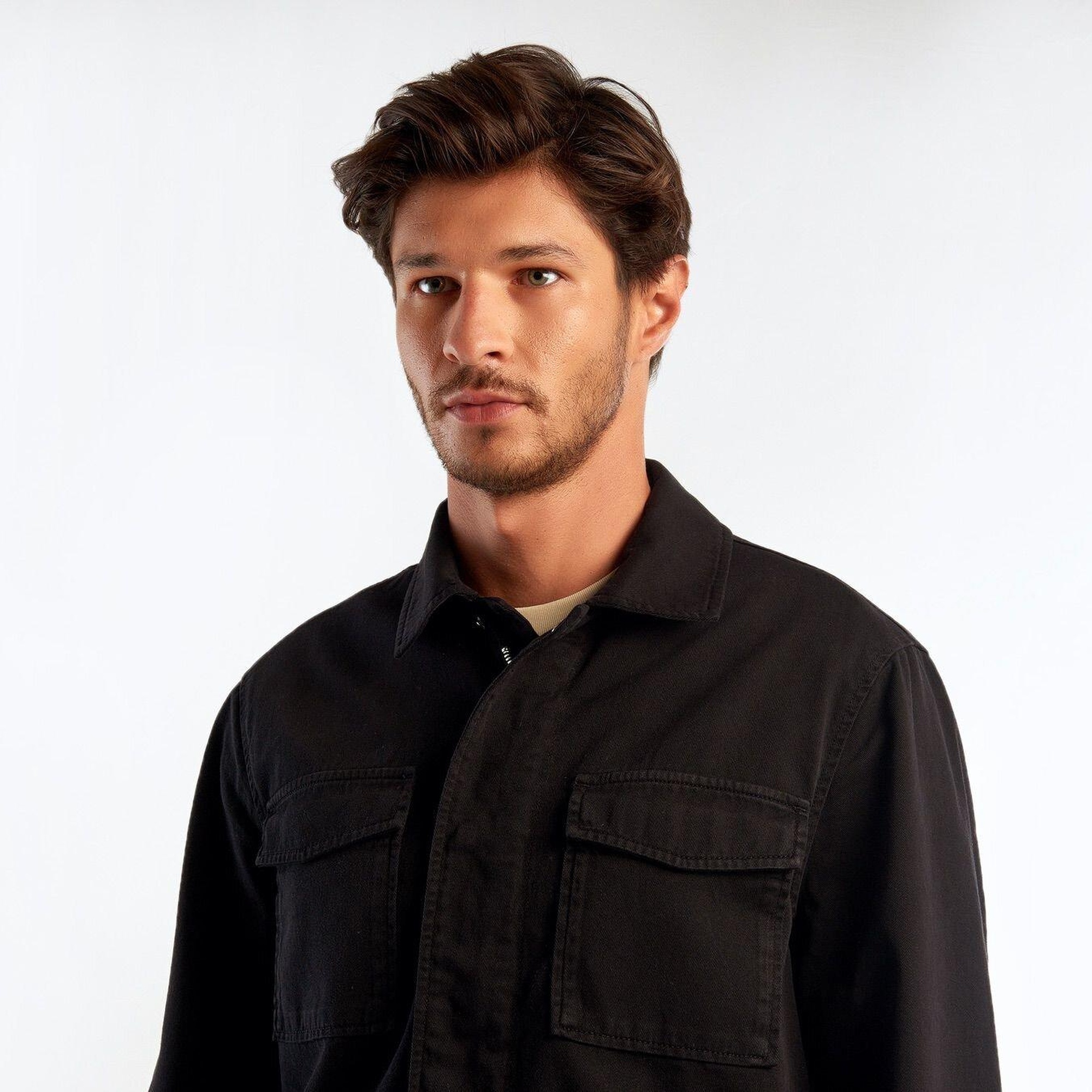 Erkek Siyah %100 Pamuk Regular Fit Ceket