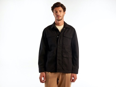  Erkek Siyah %100 Pamuk Regular Fit Ceket