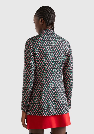  Kadın Pembe Mix Çiçek Desenli Ceket