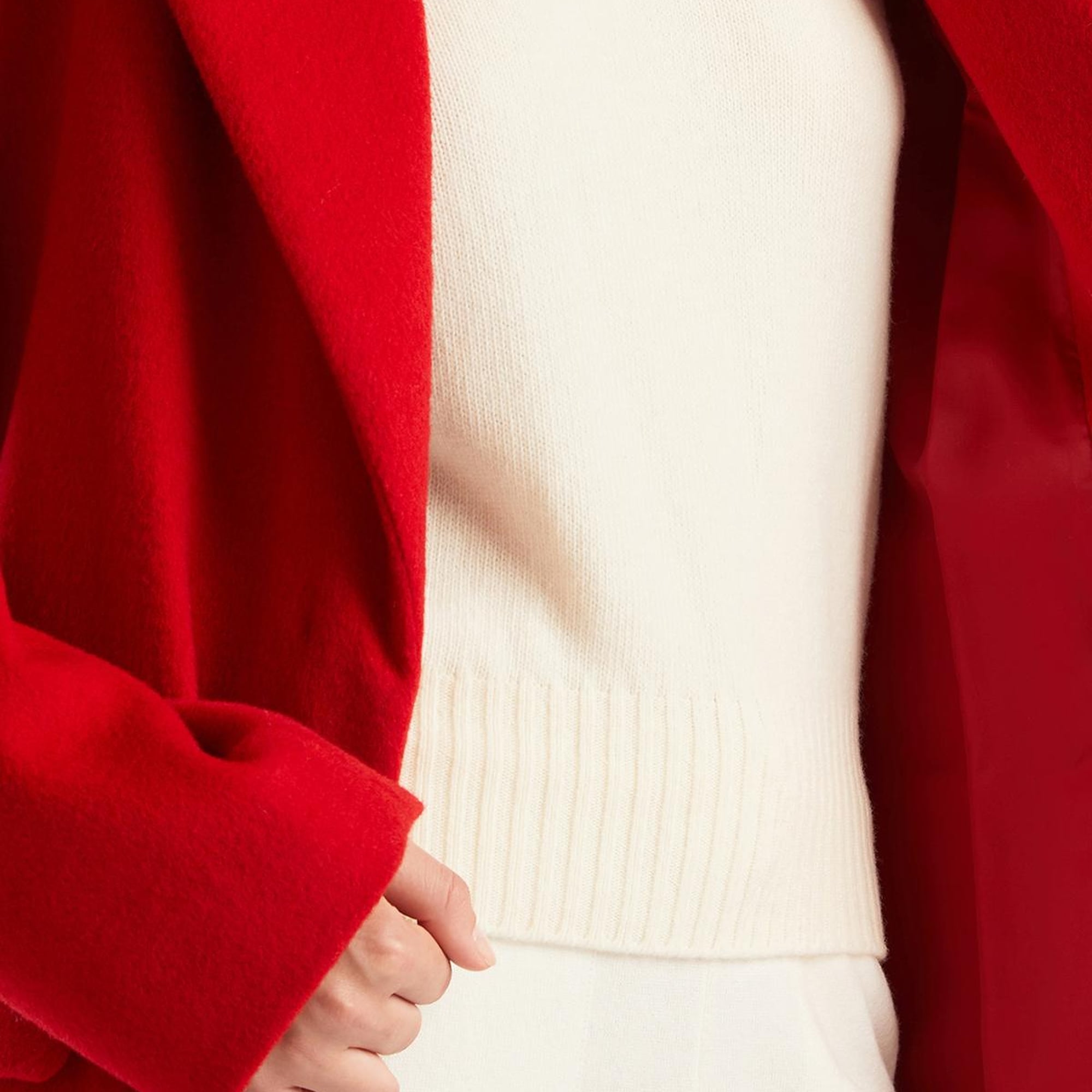 Kadın Bordo Yün Karışımlı Belden Bağlamalı Palto