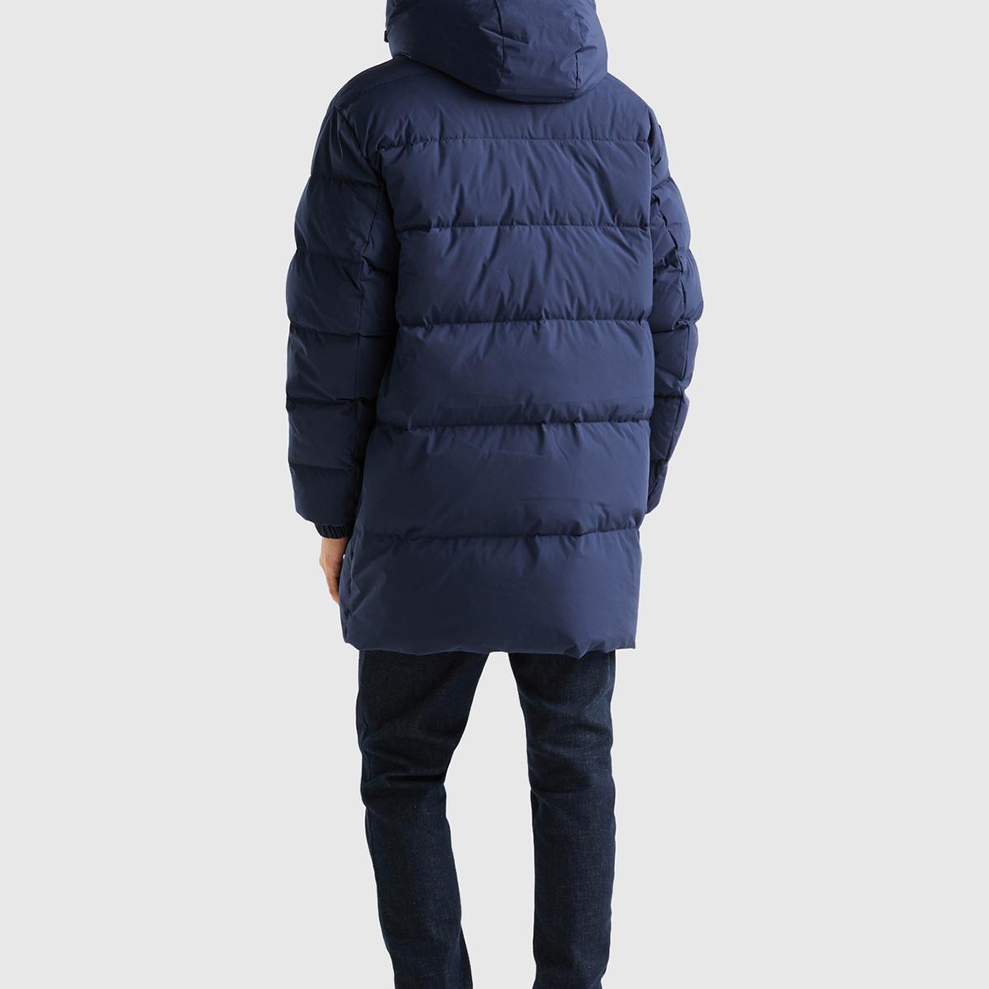 Erkek Lacivert Uzun Kaz Tüyü Dolgulu Mont