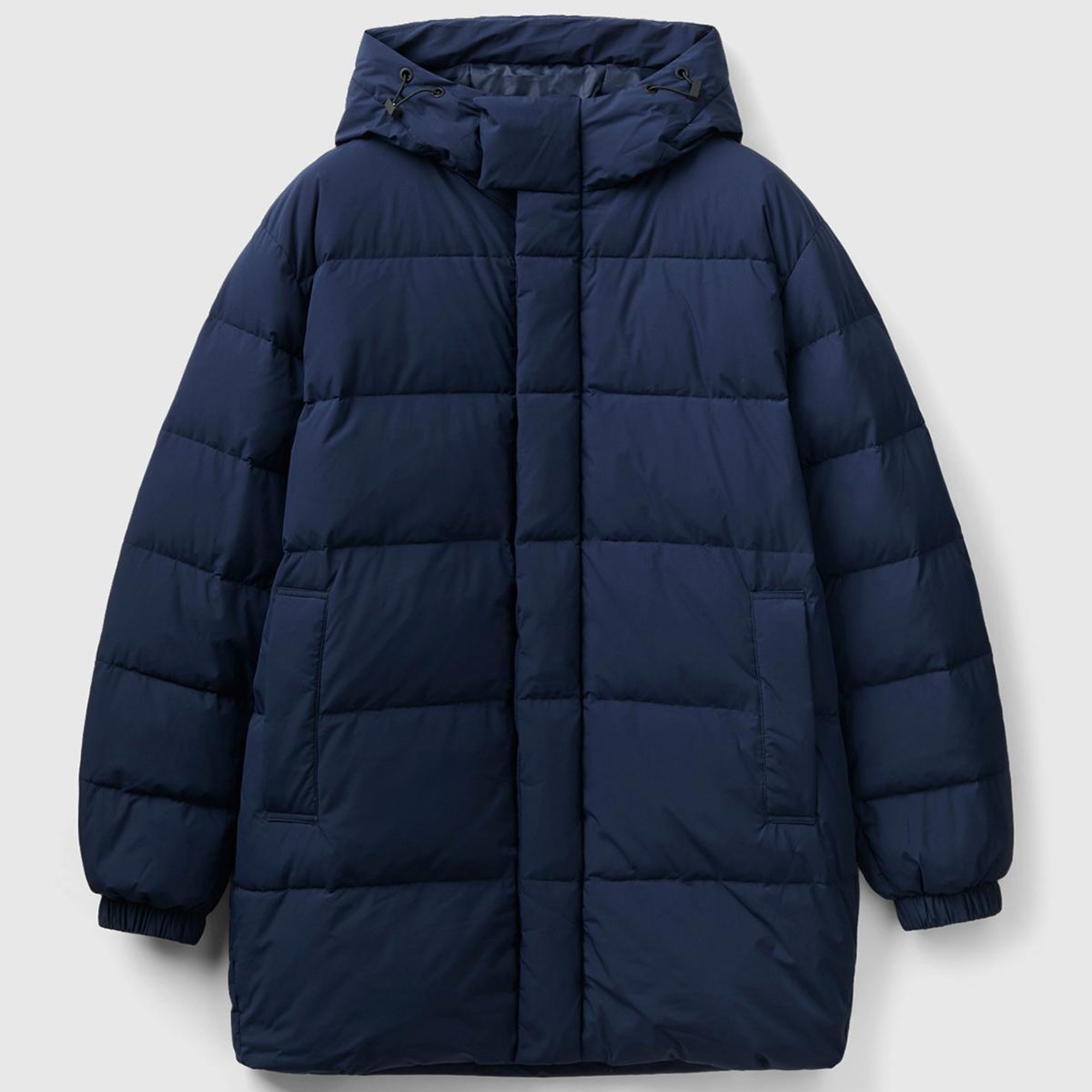 Erkek Lacivert Uzun Kaz Tüyü Dolgulu Mont