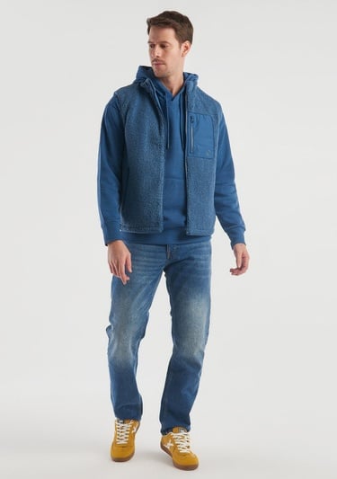  Erkek Denim Teddy Yelek