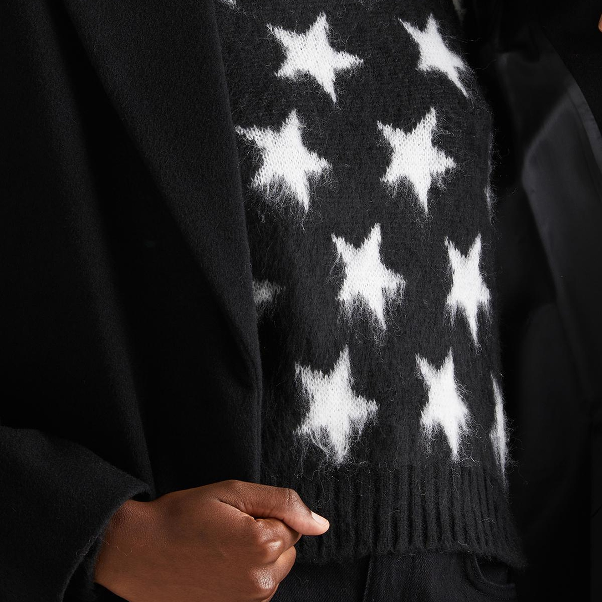 Kadın Siyah Yün Karışımlı Belden Bağlamalı Palto