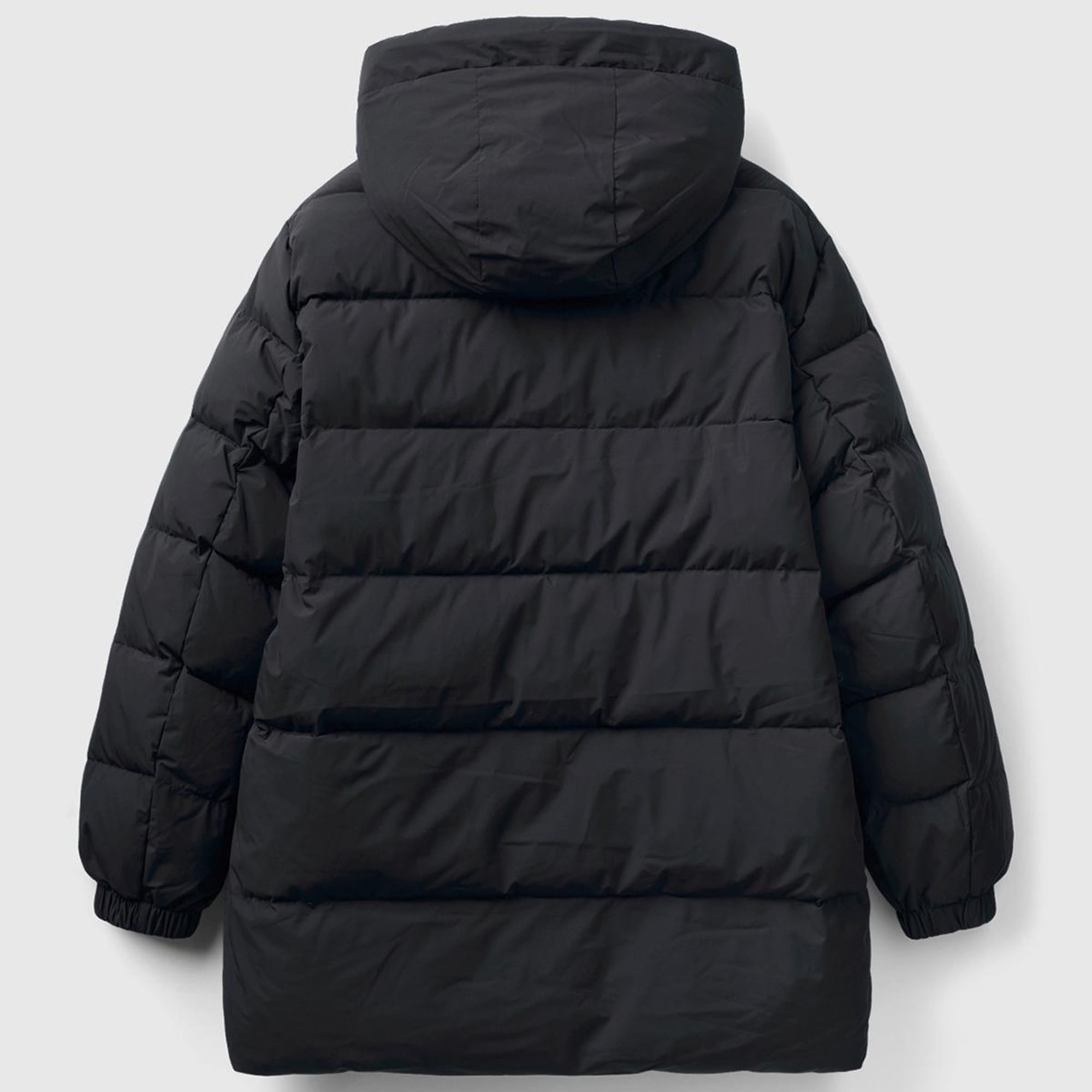 Erkek Siyah Uzun Kaz Tüyü Dolgulu Mont