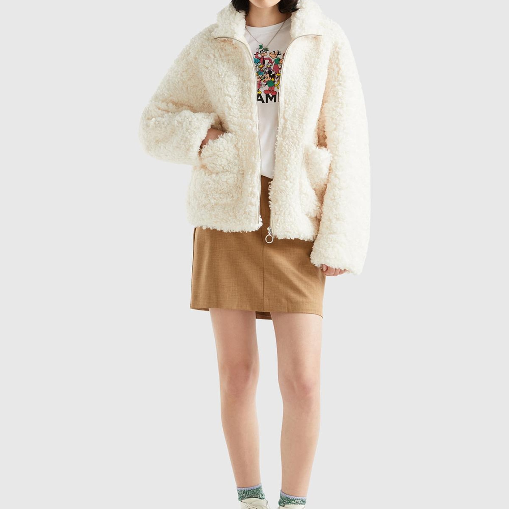 Kadın Krem Teddy Mont