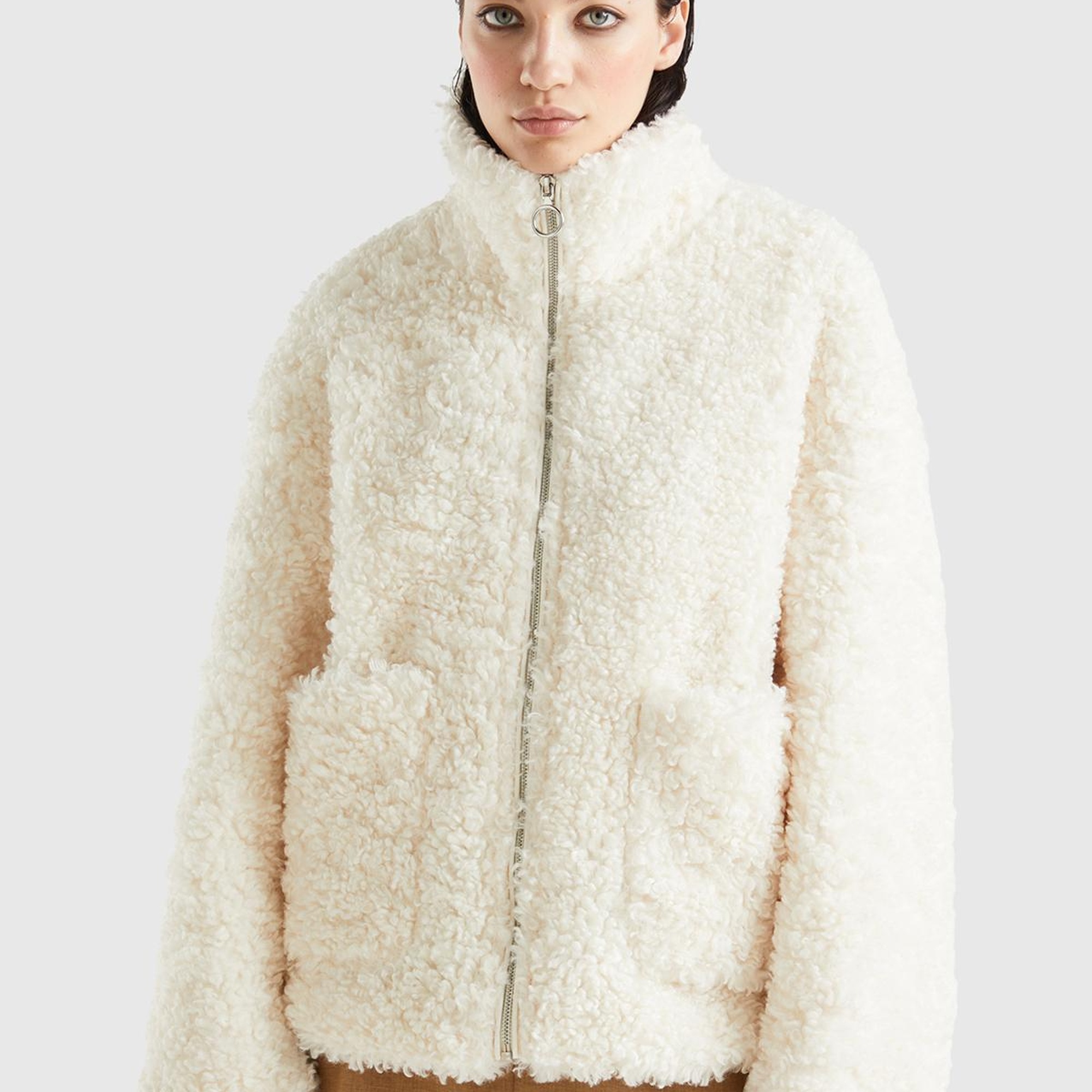 Kadın Krem Teddy Mont