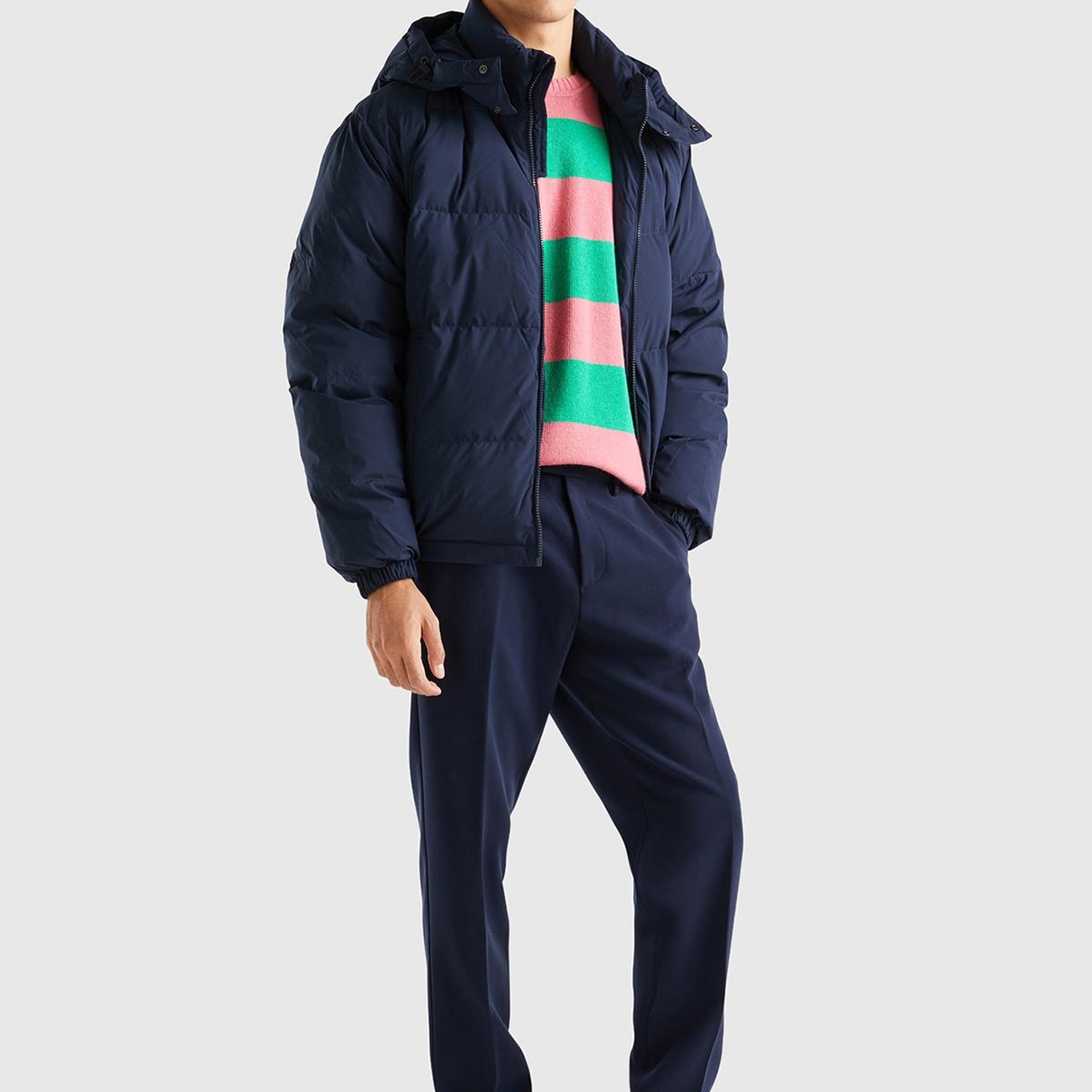 Erkek Lacivert Kaz Tüyü Dolgulu Mont