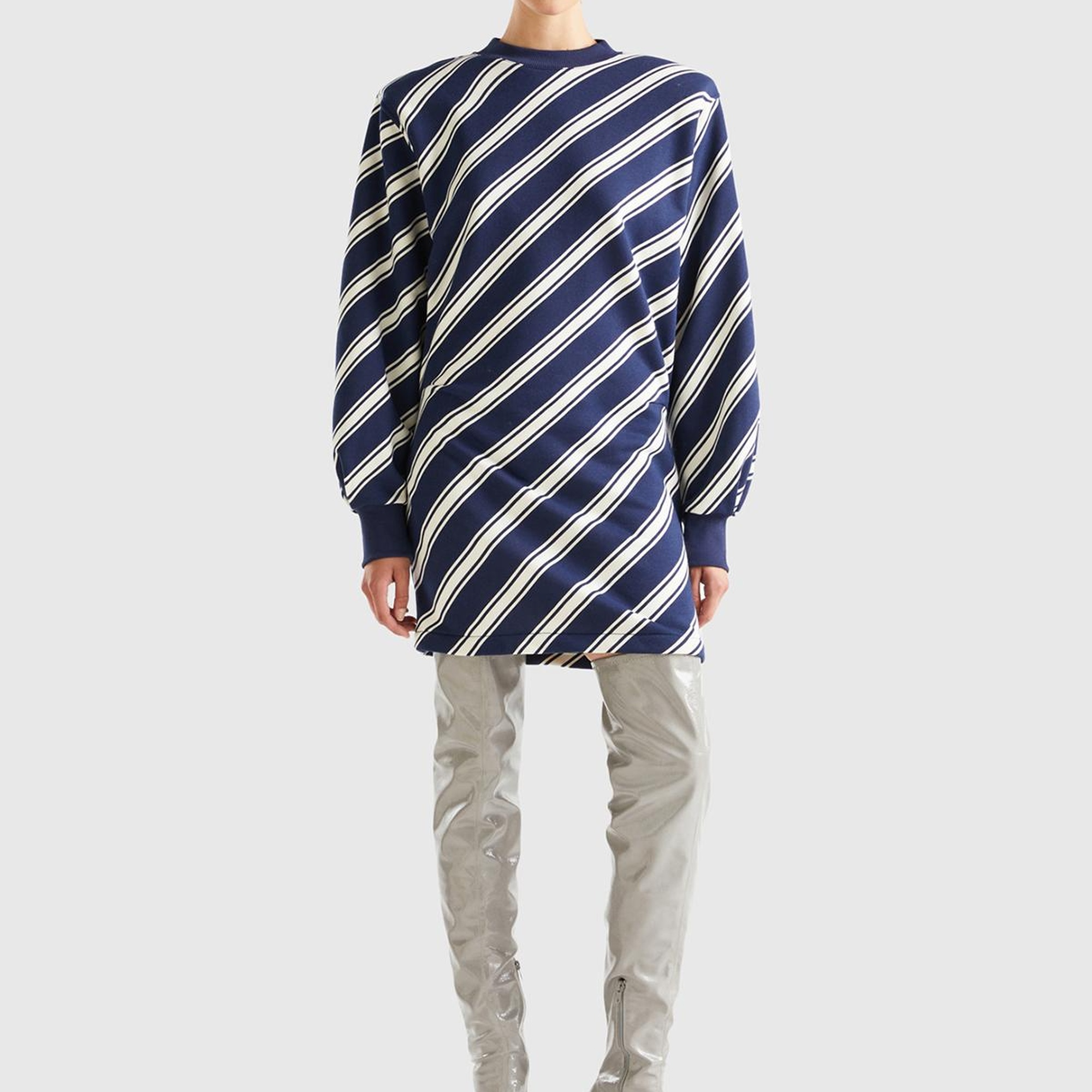 Kadın Lacivert Mix Uzun Kollu Polarlı Mini Elbise