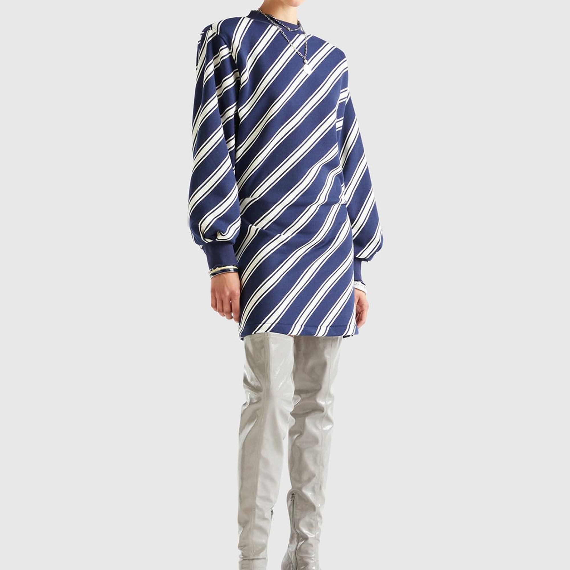 Kadın Lacivert Mix Uzun Kollu Polarlı Mini Elbise