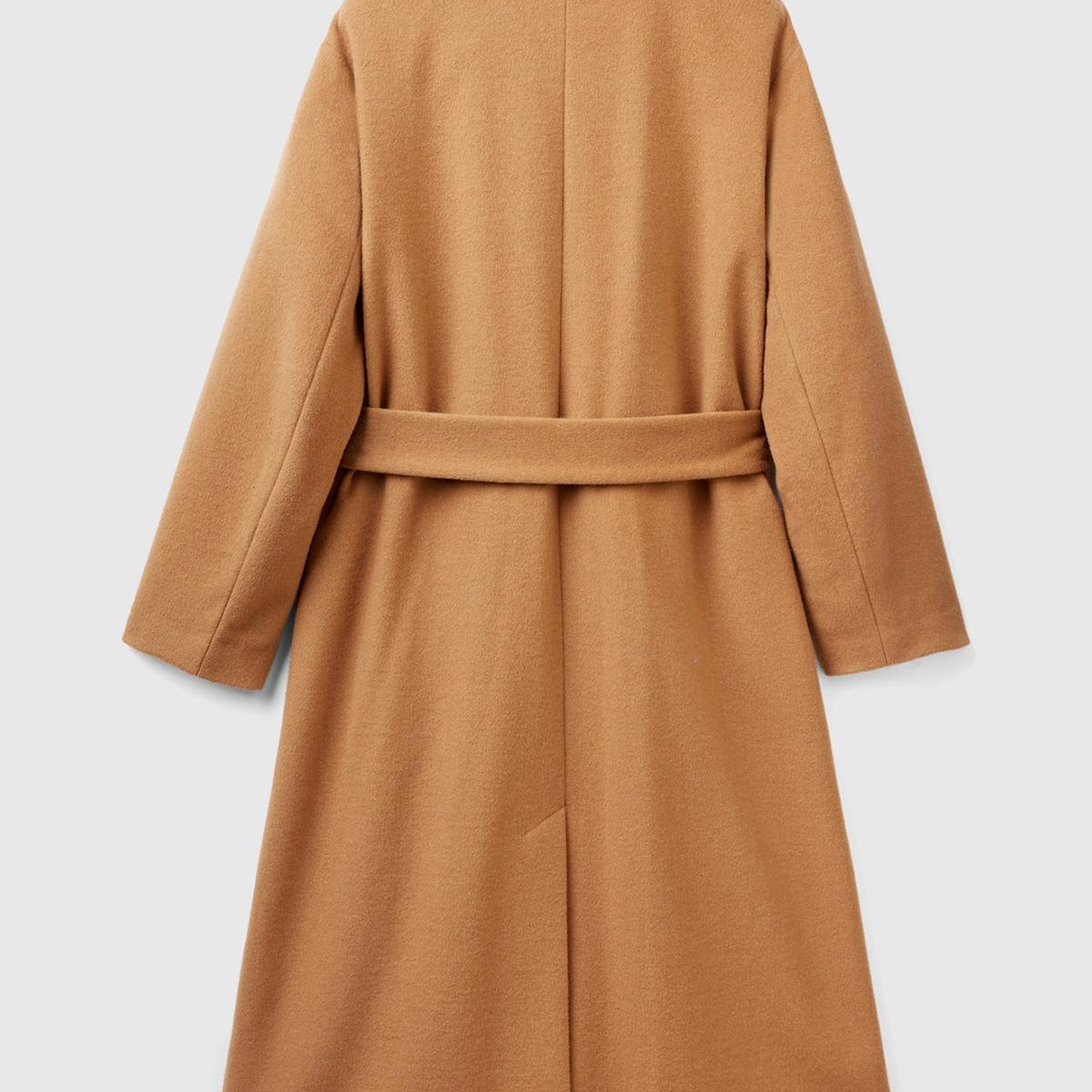 Kadın Taba Yün Karışımlı Belden Bağlamalı Palto