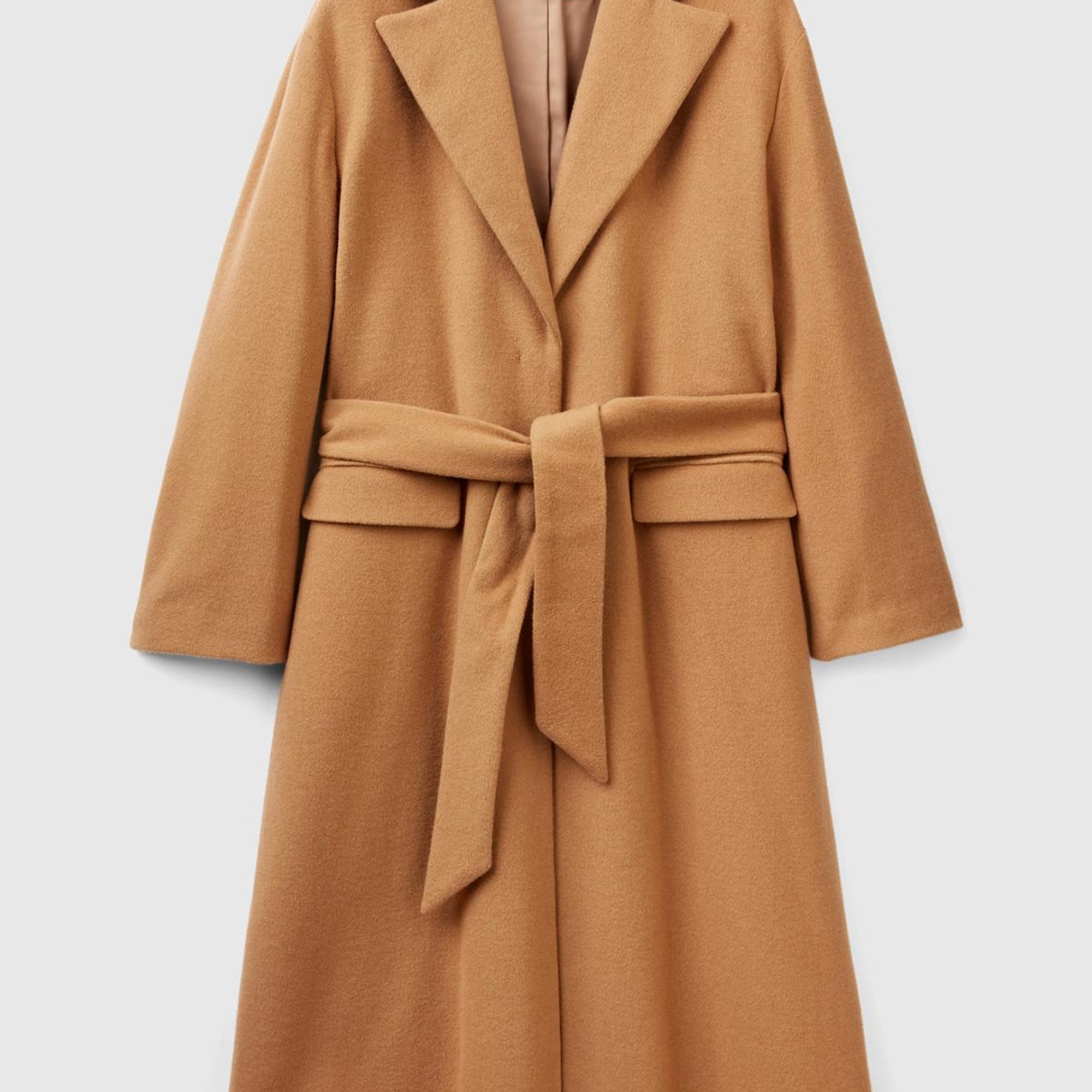 Kadın Taba Yün Karışımlı Belden Bağlamalı Palto